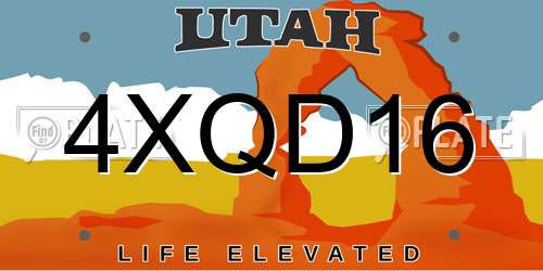 4XQD16 Utah License Plate