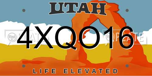 4XQO16 Utah License Plate