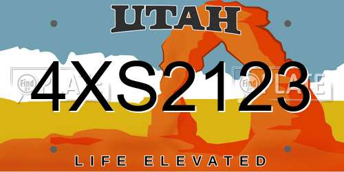 4XS2123 Utah License Plate