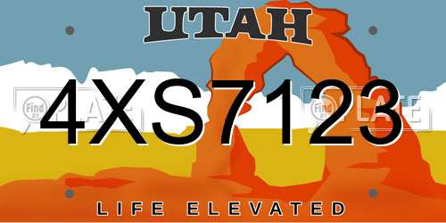 4XS7123 Utah License Plate