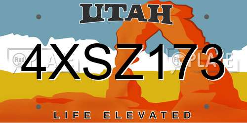 4XSZ173 Utah License Plate