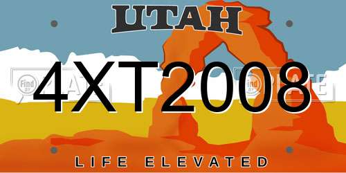 4XT2008 Utah License Plate