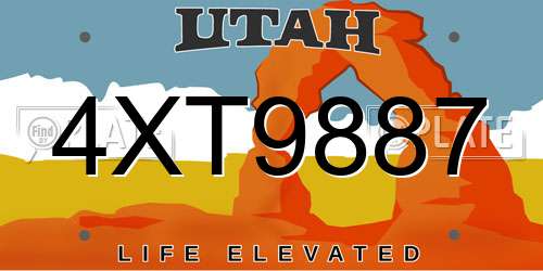 4XT9887 Utah License Plate