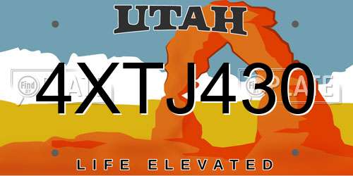 4XTJ430 Utah License Plate