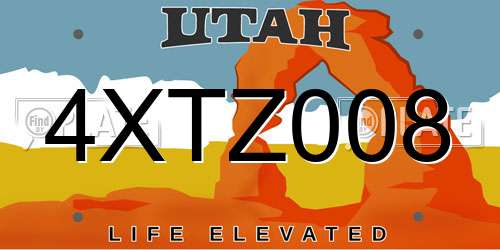 4XTZ008 Utah License Plate