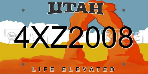 4XZ2008 Utah License Plate