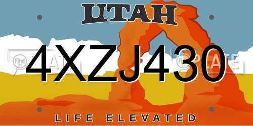 4XZJ430 Utah License Plate