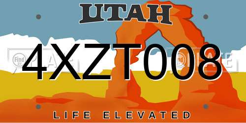 4XZT008 Utah License Plate