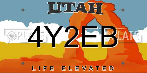 4Y2EB Utah License Plate