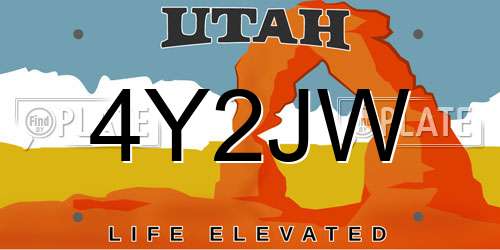 4Y2JW Utah License Plate