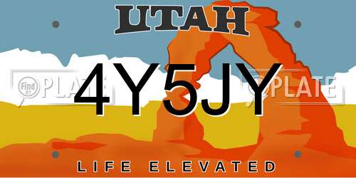 4Y5JY Utah License Plate