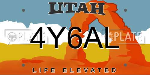4Y6AL Utah License Plate