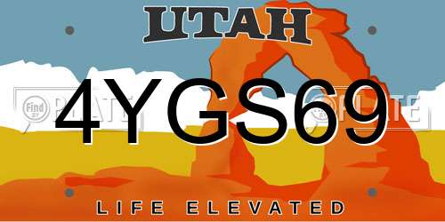 4YGS69 Utah License Plate