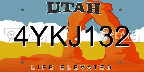 4YKJ132 Utah License Plate