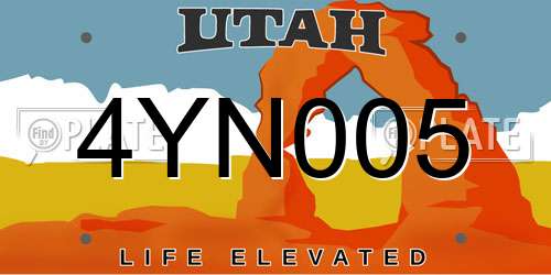 4YN005 Utah License Plate