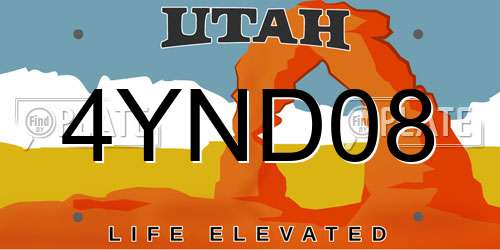 4YND08 Utah License Plate