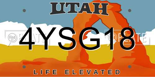 4YSG18 Utah License Plate