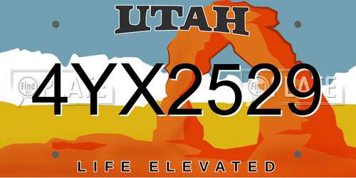 4YX2529 Utah License Plate