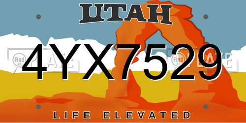 4YX7529 Utah License Plate