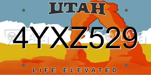 4YXZ529 Utah License Plate