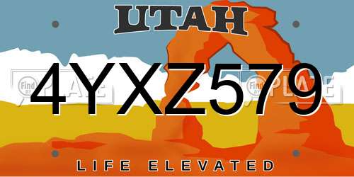 4YXZ579 Utah License Plate