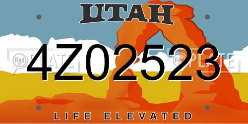 4Z02523 Utah License Plate