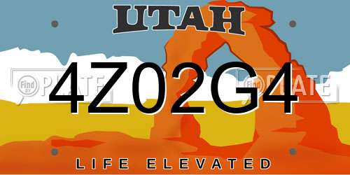 4Z02G4 Utah License Plate