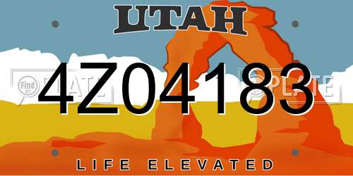 4Z04183 Utah License Plate