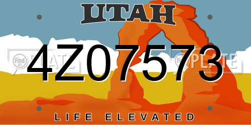 4Z07573 Utah License Plate