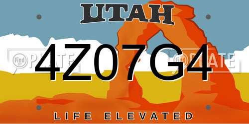 4Z07G4 Utah License Plate