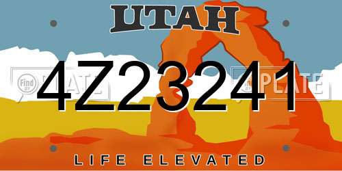 4Z23241 Utah License Plate