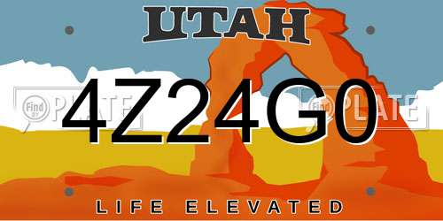 4Z24G0 Utah License Plate