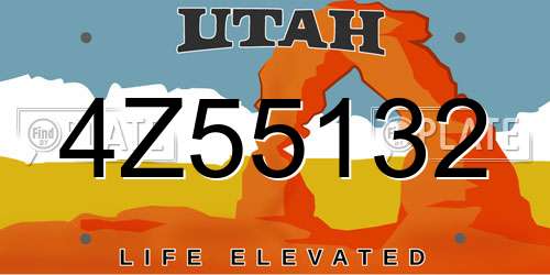 4Z55132 Utah License Plate