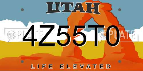 4Z55T0 Utah License Plate