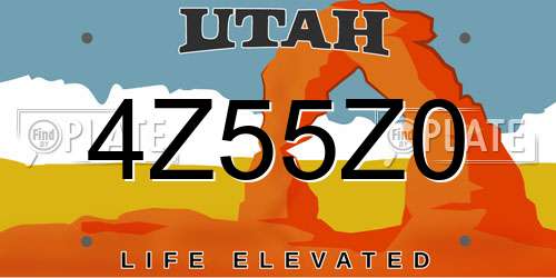 4Z55Z0 Utah License Plate