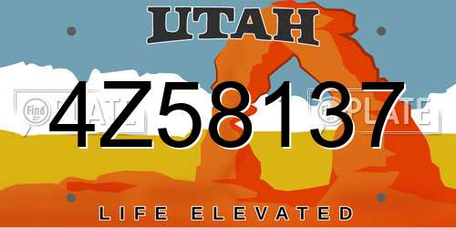 4Z58137 Utah License Plate