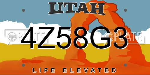 4Z58G3 Utah License Plate