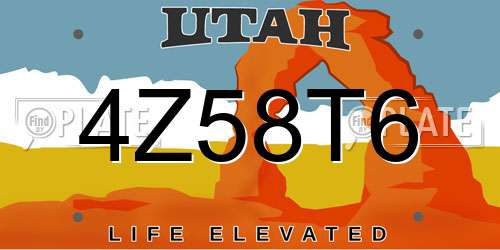 4Z58T6 Utah License Plate