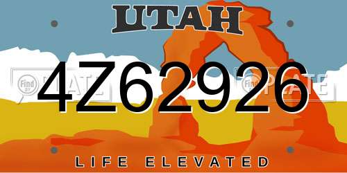 4Z62926 Utah License Plate