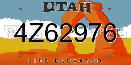 4Z62976 Utah License Plate