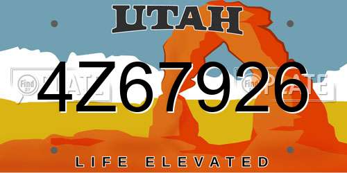 4Z67926 Utah License Plate