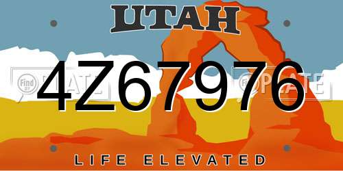 4Z67976 Utah License Plate