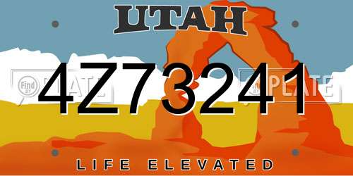4Z73241 Utah License Plate