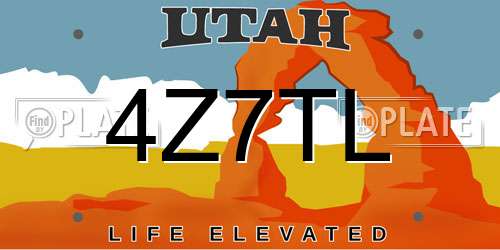 4Z7TL Utah License Plate