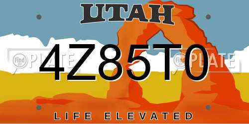 4Z85T0 Utah License Plate