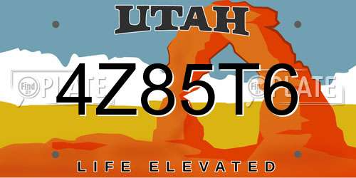 4Z85T6 Utah License Plate