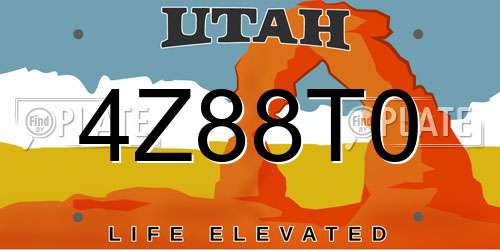 4Z88T0 Utah License Plate