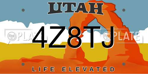4Z8TJ Utah License Plate