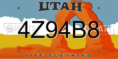 4Z94B8 Utah License Plate