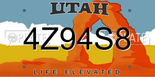 4Z94S8 Utah License Plate
